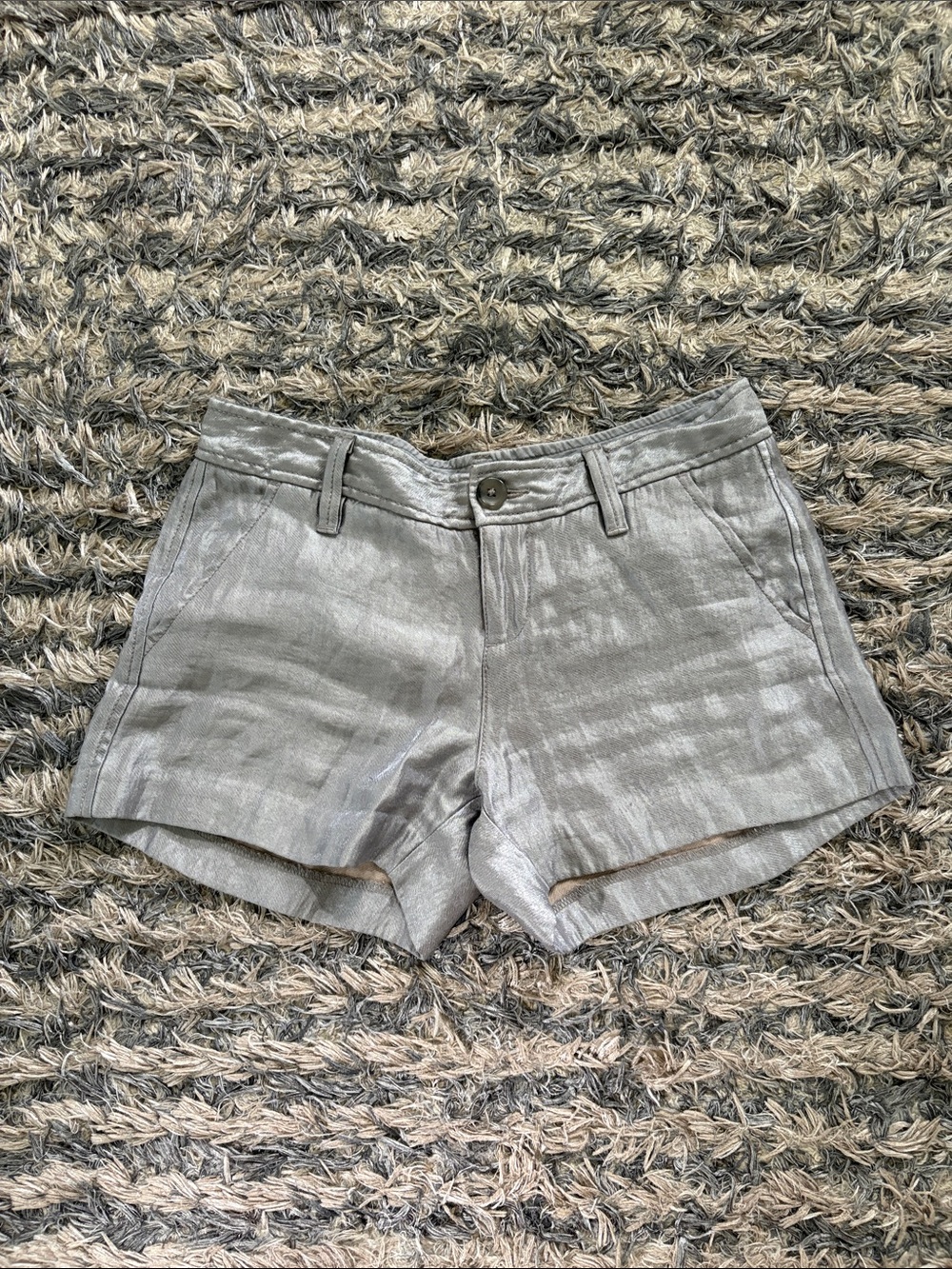 Women's Silver Linen-Blend Shorts, Waist 28”